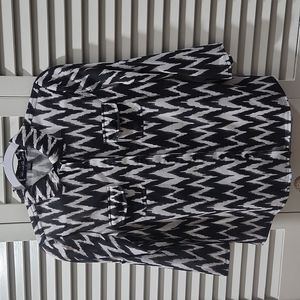 Black and white button front shirt